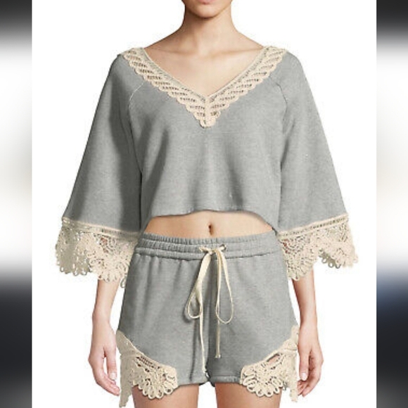 Jonathan SimkhaiKni French Terry‎ Shorts with Lace Small